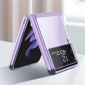 img 2 attached to 💎 DOOTOO Luxury Transparent Plating PC Crystal Cover for Samsung Galaxy Z Flip 3: Anti-Scratch Shookproof Protection Case in Clear-Purple