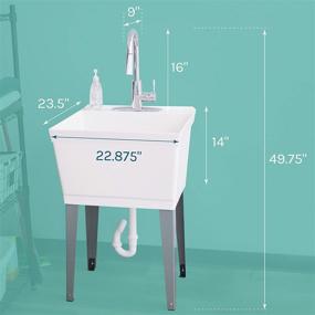 img 3 attached to 🚰 Versatile White Utility Sink Laundry Tub: Chrome Faucet, Pull Down Sprayer, Heavy Duty Slop Sinks for Basement/Garage/Shop