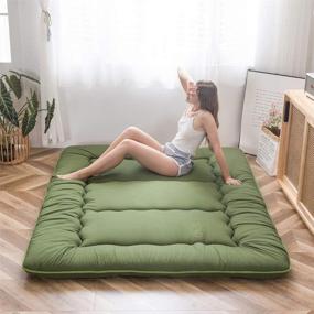 img 4 attached to 🛏️ Full Size Green Japanese Floor Mattress Futon Mattress with Memory Foam - Thicken Tatami Mat Sleeping Pad Foldable Roll Up Guest Mattress Pad Floor Lounger Bed