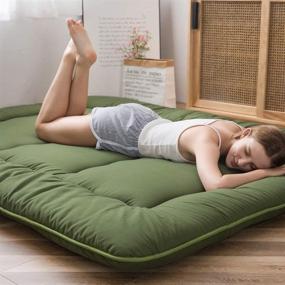 img 1 attached to 🛏️ Full Size Green Japanese Floor Mattress Futon Mattress with Memory Foam - Thicken Tatami Mat Sleeping Pad Foldable Roll Up Guest Mattress Pad Floor Lounger Bed