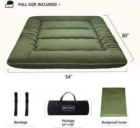 img 3 attached to 🛏️ Full Size Green Japanese Floor Mattress Futon Mattress with Memory Foam - Thicken Tatami Mat Sleeping Pad Foldable Roll Up Guest Mattress Pad Floor Lounger Bed