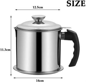 img 3 attached to 🥓 OFNMY Bacon Grease Container: Stainless Steel Oil Storage Pot with Strainer and Dustproof Lid - 1.3L/5.2 Cups, Coaster Tray Included - Ideal for Storing Fat and Frying Oil