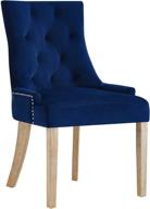 🪑 stylish and comfortable modway pose tufted performance velvet upholstered dining chair in navy with beautiful nailhead trim logo