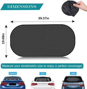 img 3 attached to 🚗 IC ICLOVER Car Sun Shade: Ultimate UV Protection for Your Rear Window! Folding, Universal Mesh Back Visor, 39 x 20 Inch with Suction Cups - Ideal for Children