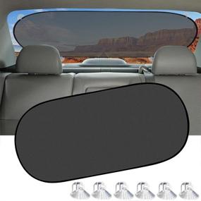 img 4 attached to 🚗 IC ICLOVER Car Sun Shade: Ultimate UV Protection for Your Rear Window! Folding, Universal Mesh Back Visor, 39 x 20 Inch with Suction Cups - Ideal for Children