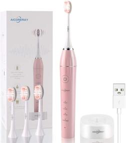 img 4 attached to 💪 Efficient Sonic Electric Toothbrush for Adults & Kids (8+), 4 Modes, Smart Timer, 44000 Micro Brushes/Min, 30 Days Use (Pink)