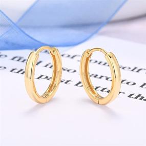 img 1 attached to 🎁 Set of 2 Pairs 14k Gold Plated Dainty Huggie Hoop Earrings - Minimalist Small Hoops for Women, Girls, Men, Boys - Perfect Gift for Birthday, Wedding, Valentine's, Christmas