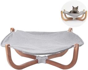 img 4 attached to 🐱 Enhance Your Cat's Comfort with pidan Cat Hammock Beds: Stylish Wooden Frame Hanging Beds for Indoor Lounge