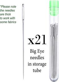 img 3 attached to 🧵 Pack of 21 Large Eye Hand Sewing Needles – 2 inches, Includes Convenient Storage Tube