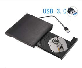 img 2 attached to 📀 Compact USB 3.0 External DVD CD Drive: Portable CD DVD-RW Burner for Laptop, Windows/Mac/Linux Compatible