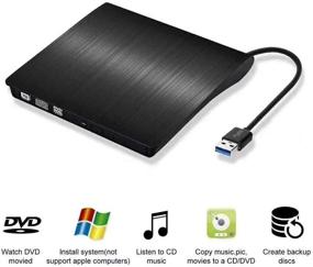 img 3 attached to 📀 Compact USB 3.0 External DVD CD Drive: Portable CD DVD-RW Burner for Laptop, Windows/Mac/Linux Compatible