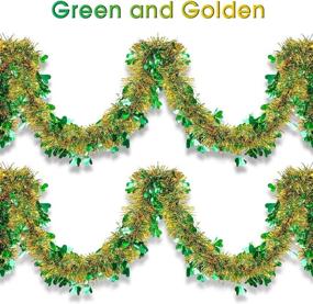 img 2 attached to 🍀 6-Piece 39.4 Feet St. Patrick's Day Shamrock Tinsel Garland Set - Mixed Color Metallic Tinsel Glittering Garland with Four Leaf Clover Hanging Decorations for Party Supplies