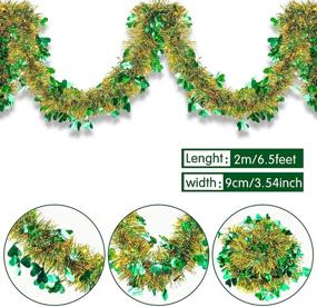 img 3 attached to 🍀 6-Piece 39.4 Feet St. Patrick's Day Shamrock Tinsel Garland Set - Mixed Color Metallic Tinsel Glittering Garland with Four Leaf Clover Hanging Decorations for Party Supplies