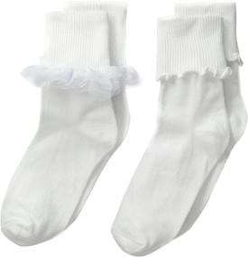 img 2 attached to 👧 Jefferies Socks Girls' Ruffle and Ripple Edge Turn Cuff Socks, 2-Pack