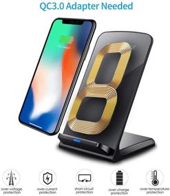 img 1 attached to 🔌 Keyiyou Wireless Charge: PowerWave Stand for Apple iPhone13/12pro/11 & Samsung Galaxy/Note. Qi-Certified, 10W Fast Charging Compatible with S21/S20/S10+