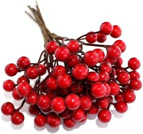 img 4 attached to 🍒 OLYPHAN Artificial Red Pip Berry Stems Spray for DIY Crafts – Wreath, Garland, Christmas Ornaments Decoration - Decorative Winter Floral Picks for Craft Decorations/Home Holiday Decor - Berries