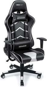 img 4 attached to 🎮 Ergoseat Gaming Chair: Premium PU Leather Executive Ergonomic Office Chair with Adjustable Backrest and Seat Height, Recliner, Swivel Rocker, Headrest, and Lumbar Pillow – Black/White