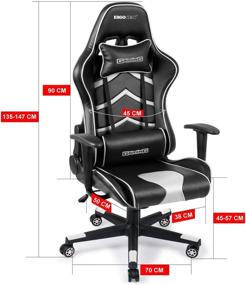 img 3 attached to 🎮 Ergoseat Gaming Chair: Premium PU Leather Executive Ergonomic Office Chair with Adjustable Backrest and Seat Height, Recliner, Swivel Rocker, Headrest, and Lumbar Pillow – Black/White