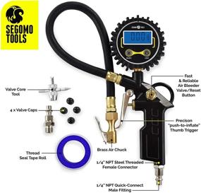 img 2 attached to 🔧 Segomo Tools DTIK1: Набор для накачивания шин с давлением 250 PSI с цифровым манометром и аксессуарами