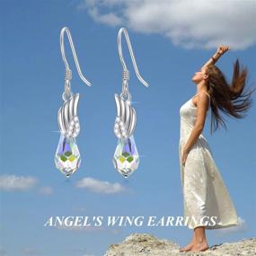 img 3 attached to Sterling Silver Leverback Earrings: Stunning Butterfly Cross Angel Wings Dangle Drops with Austrian Crystals, Perfect Jewelry Gifts for Women and Girls on Valentine's, Christmas, and Anniversaries