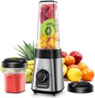 🥤 shardor personal blender for shakes and smoothies - 3 speed juice blender with 20oz & 10oz blender bottles - ideal for ice, smoothie, milkshake - 300w silver blend логотип