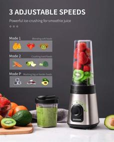 img 3 attached to 🥤 SHARDOR Personal Blender for Shakes and Smoothies - 3 Speed Juice Blender with 20Oz & 10Oz Blender Bottles - Ideal for Ice, Smoothie, Milkshake - 300W Silver Blend