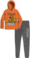 🐶 warner brothers scooby doo snack time boys 2 piece fleece pants set: cozy pullover hoodie and jogger sweatpants bundle logo