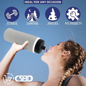 img 2 attached to 💧 CSBD 32oz Sports Water Bottles: Reusable, BPA-Free, Leakproof Spout - Ideal for Custom Branding, Fundraising, and Fitness- 4 Pack, White Bottle, Black Lid