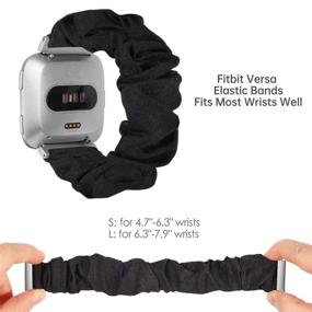 img 3 attached to 🎀 TOYOUTHS Scrunchie Bands - Fitbit Versa/Versa 2/Versa Lite Special Edition Compatible, Cute Elastic Fabric Strap with Pattern Print Replacement Bracelet Scrunchy Wristband for Women and Men (Small, Black)