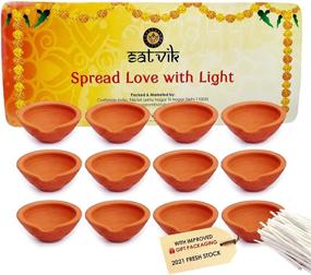 img 4 attached to 🪔 Exquisite SATVIK Handmade Clay Diya 12 Pc Set for Diwali Deepawali Decoration and Indian Housewarming: Traditional Terracotta Natural Earthen Oil Lamp Diyas with Cotton Wicks Batti, Perfect as Return Gift Items