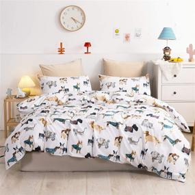 img 4 attached to Ivellow Twin Duvet Cover for Kids - Cartoon 100% Cotton Duvet Cover Sets with Dog Patterns - Ultra Soft and Breathable Cute Toddler Bedding Set - 3Pcs Zipper Closure - Suitable for Boys, Girls, and Teens