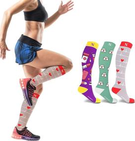 img 1 attached to Compression Socks Running Athletics Travel Sports & Fitness