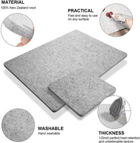 img 3 attached to 🧵 Large 17 x 24 Inch Wool Pressing Mat for Quilting, Portable 10 x 10 Inch Wool Ironing Pad with Scissors, Silicone Iron Rest Pad, Tape, Felt Storage Pouch Case, and 40 Pieces Sewing Pins