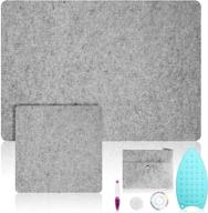 🧵 large 17 x 24 inch wool pressing mat for quilting, portable 10 x 10 inch wool ironing pad with scissors, silicone iron rest pad, tape, felt storage pouch case, and 40 pieces sewing pins logo