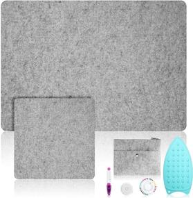 img 4 attached to 🧵 Large 17 x 24 Inch Wool Pressing Mat for Quilting, Portable 10 x 10 Inch Wool Ironing Pad with Scissors, Silicone Iron Rest Pad, Tape, Felt Storage Pouch Case, and 40 Pieces Sewing Pins