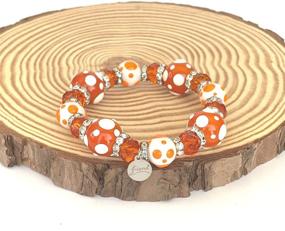 img 1 attached to Fashionably Cute: Linpeng PD-09 Fiona Hand Painted Polka Dots Glass Beads Stretch Bracelet