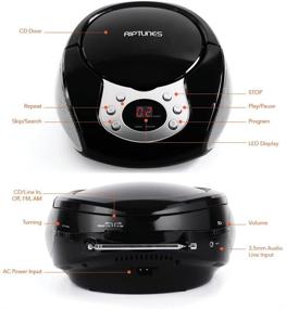 img 3 attached to 🎧 Black Riptunes Portable CD Player with AM FM Radio - Boom Box with Aux Line-in