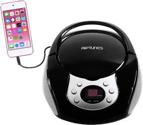 img 4 attached to 🎧 Black Riptunes Portable CD Player with AM FM Radio - Boom Box with Aux Line-in