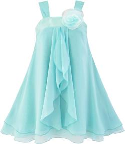 img 4 attached to 👗 Stylish Sleeveless Halter Flower Chiffon Girls' Clothing for Fashionable Girls