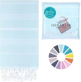 img 4 attached to 🏖️ HERAKLIA Aqua Turkish Beach Towel - 100% Cotton, 38 x 71 Inches - Prewashed for Softness - Quick Dry, Sand-Free Lightweight Bath Towels - Oversized Turkish Towels for Pool, Bathroom, and Travel
