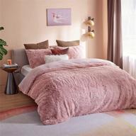 🛏️ bedsure fluffy comforter cover for kids - faux fur twin size duvet cover set, luxury ultra soft plush shaggy duvet cover with pillow sham, pink logo