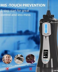 img 1 attached to 💦 Powerful Cordless Water Dental Flosser Portable Oral Irrigator with OLED Display - 5 Modes, 8 Replaceable Jet Tips, 350 ML Detachable Water Tank - Home & Travel Use (Black)