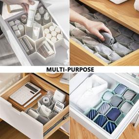 img 2 attached to 🗄️ Efficient Drawer Divider Organizer: 8Pcs Honeycomb Organizers for Socks, Underwear, Makeup, Kitchen, Bedroom, Dresser (Black)