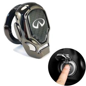 img 4 attached to 🔴 Infiniti Black Carbon Fiber Engine Start Stop Button Cover, Protective Push to Start Button Ignition Cover, Universal Zinc Alloy Iron Man Anti-Scratch 3D Decoration Stickers Ring.