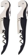 🍷 hyz heavy-duty chrome waiter corkscrew wine opener with foil cutter - professional 2-pack wine key for bartenders and waiters, black bottle opener for wine and beer logo