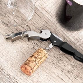 img 1 attached to 🍷 HYZ Heavy-Duty Chrome Waiter Corkscrew Wine Opener with Foil Cutter - Professional 2-Pack Wine Key for Bartenders and Waiters, Black Bottle Opener for Wine and Beer