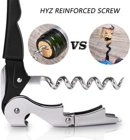 img 2 attached to 🍷 HYZ Heavy-Duty Chrome Waiter Corkscrew Wine Opener with Foil Cutter - Professional 2-Pack Wine Key for Bartenders and Waiters, Black Bottle Opener for Wine and Beer