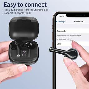 img 3 attached to Беспроводные наушники Bluetooth 5.1 с стереозвуком, защитой от воды IPX6, микрофоном, сенсорным управлением, светодиодным дисплеем и чехлом для зарядки для iPhone и Android - черные