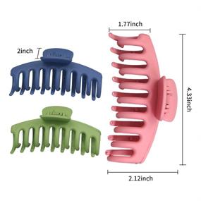 img 3 attached to Big Hair Claw Clips: 5-Piece Set 💇 with 4-Inch Nonslip Large Claws for Thick Hair