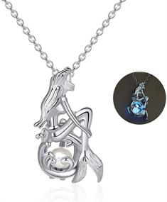 img 4 attached to 🧜 Mesmerizing BQfife Mermaid Luminous Pendant Necklace: Stunning Fluorescence Jewelry for Women & Teen Girls